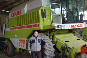 Milan Šuša shows his biggest machine, a combine harvester. It’s originally from 1995 and he purchased it for 60.000 Euros.