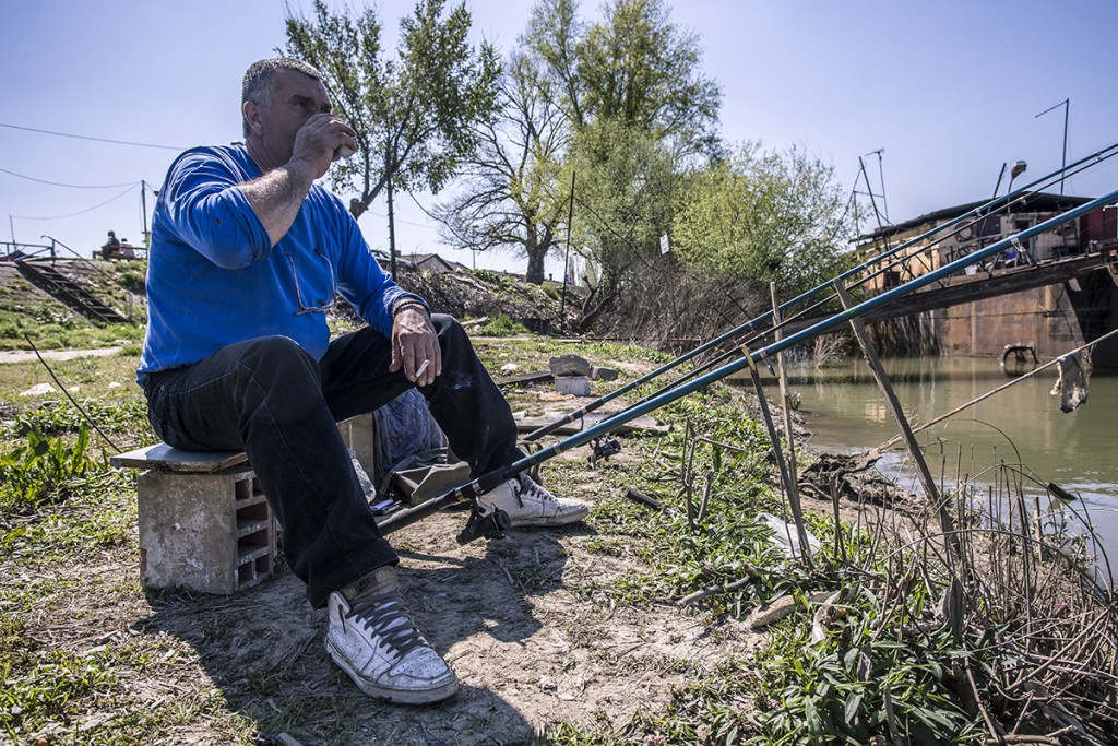 Fishing in the brown water of the Sava river didn't prove to be very successful. Photo by Tomas van der Heijden